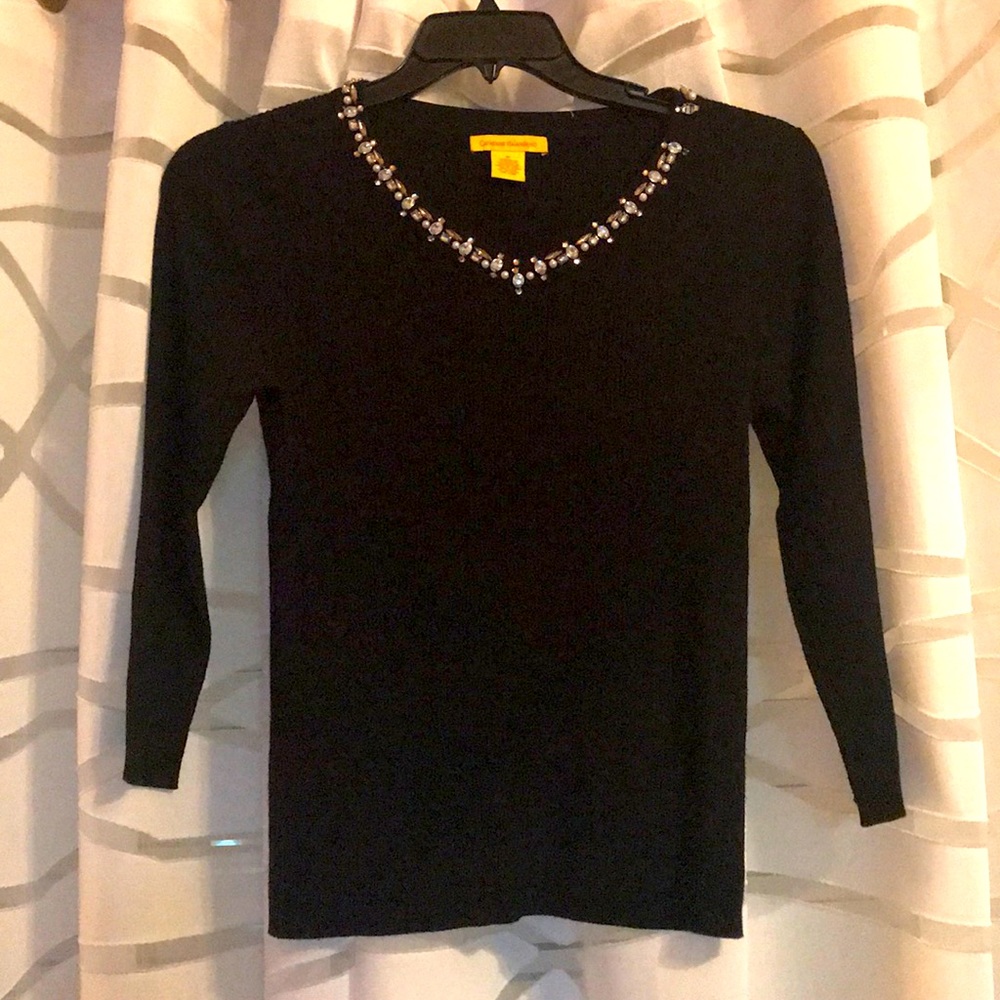 Sweater with jeweled neckline size M